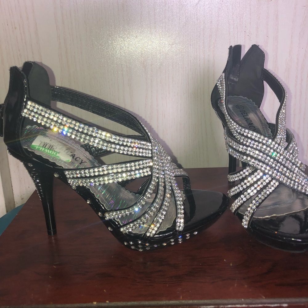 Black bedazzled heels